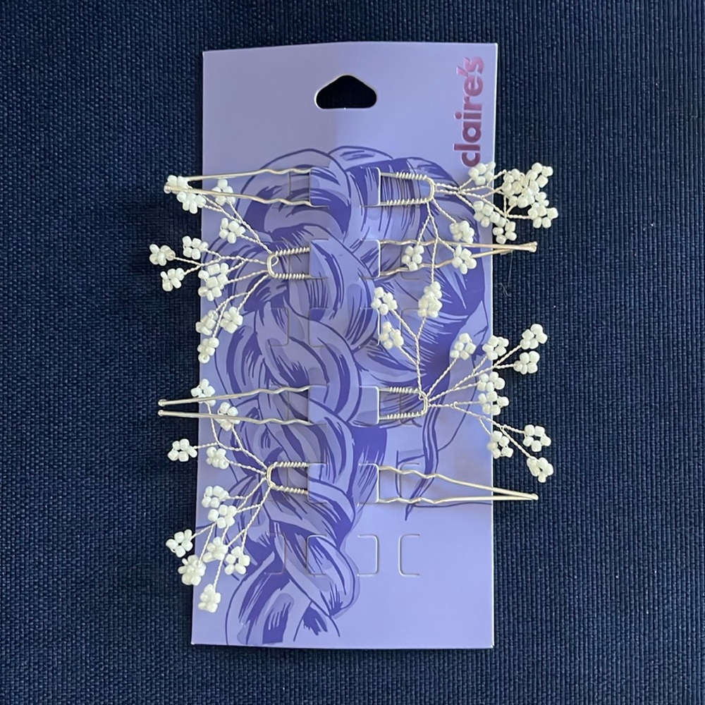 NWT Claire’s Faux Pearls Decorative Hair Pins